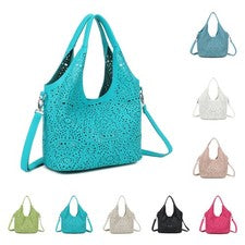 Bolso de Hombro para Mujer Damas 2 en 1 Estilo Corte Láser Elegante Diseño Bolso de Hombro
