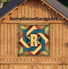 Letrero de edredón inicial de granero personalizado, caja en caja colores tono tierra, diseño Amish