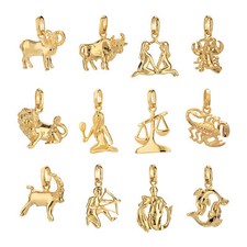 Colgante de cadena signo zodiacal 333 oro amarillo 8 quilates brillo zodiaco horóscopo