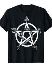 Camiseta Bruja Pentagrama - Retro Estilo Callejero Unisex Algodón Manga Corta, Mysterio