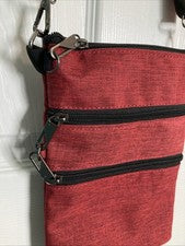 Bolso Bandolera Antirrobo Delgado Triple - Cremallera Nupouch Cartera - ROJO