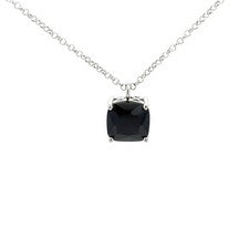 Collar de ónix facetado cuadrado de plata de ley ELLE (16 pulgadas + extensor de 2 pulgadas)