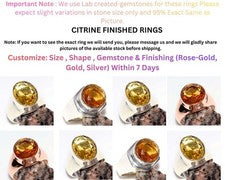 Anillo chapado en plata 925 acabado fino citrino para hombre y mujer joyería regalo