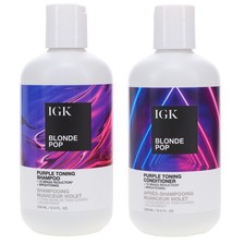 Champú tonificante IGK Blonde Pop púrpura 8 oz y acondicionador paquete combinado de 8 oz