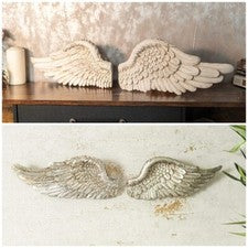 Conjunto de adornos alas de ángel hadas emplumadas hogar plata blanco decoraciones tumba