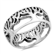 Anillo banda árbol de la vida filigrana plata esterlina - embalaje de regalo gratis
