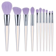 10 brochas de maquillaje para dama brochas de cosméticos acrílicos herramientas de belleza facial (púrpura)