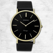 Oozoo Reloj De Pulsera Para Dama Serie Vintage Analógico Metal Negro UOC9893A