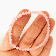 Elegante Pulsera Elástica de Cuarzo Rosa Genuino 4,5 mm Regalo de Navidad 912
