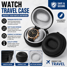 Estuche de Viaje Portátil para Reloj EVA Impermeable Cremallera Reloj Almacenamiento Caja Organizadora
