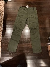 Pantalones H&M Divididos Para Hombre Talla 28 Verde Cintura Elástica Cordón Carga Estilo Nuevo con Etiquetas