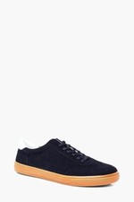 Boohoo Hombre Negro Gamuza Entrenador de Cancha Zapatilla Talla 8.5 EE. UU., 8 UK, NUEVO