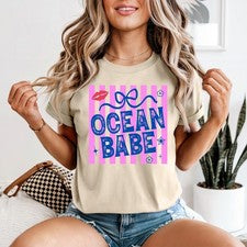 Camiseta Ocean Babe para mujer estilo costero playa vacaciones regalo para ella