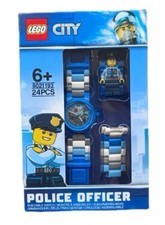 Reloj de pulsera Lego b/n/i/b con juguete de construcción policía de la ciudad en caja