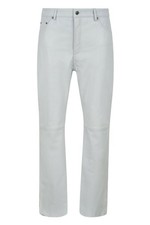 Pantalones de mezclilla para hombre blancos de cuero genuino estilo cuero suave formal