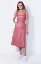 Elegante Vestido Suave Piel de Cordero Rosa Lo último Fiesta Cuero Para Mujer Nuevo De Moda