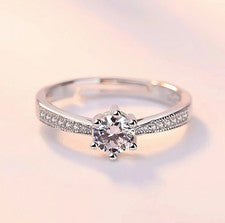 Anillo ajustable de piedra de cristal de plata de ley 925 para mujer niña joyería regalo