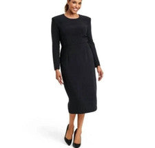 Vestido Vaina Sergio Hudson X Target Mujer Talla XXS Midi Negro Nuevo con Etiquetas Hombro Fuerte