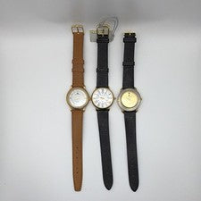 J.B. Champion Lote de 3 relojes de vestir analógicos de cuarzo correa de cuero redonda
