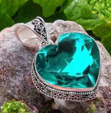 Colgante de joyería de plata de ley 925 hecho a mano con piedras preciosas de turmalina azul afgana
