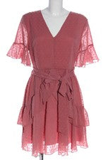 Minivestido simple mujer vestido de verano elegante cremallera rosa talla 40