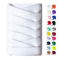 Booyckiy 2 Pares Zapatillas Grasas Cordones para Zapatos, 15mm 47 pulgadas (120cm), Blanco (2 Pares)