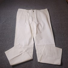 NUEVO Pantalones Altos Grandes Para Hombres 46 x37 Blanco Caqui Chino Algodón LL Estilo Polo