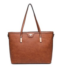 Bolso de hombro/bolso de colega de abeja dorada aspecto de cuero mediano para mujer