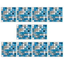 10 Piezas Pegatinas de Pared Azulejos PVC Autoadhesivas Azul 15 cm para Hogar Baño Cocina