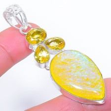 Colgante de joyería de plata esterlina 925 hecho a mano de ónix amarillo,...