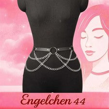 Cinturón de cintura moda mujer cuero PU cinturón de cadera cadenas góticas tirantes vestido vientre