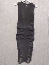 Sexy Vestido Codigo Para Mujer Negro Ajustado Acanalado Largo Sin Mangas Rock Bodycon M