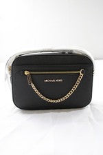 Bandolera para mujer Michael Kors Jet Set cremallera cadena cuero BE5 negra talla única