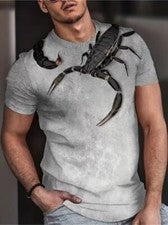 Camiseta Scorpion 3D Gris Gráfico Moda Novedad Ropa Calle Camiseta Manga Corta