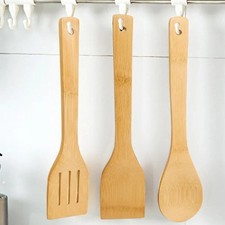 Juego de herramientas de cocina duraderas antiadherentes de bambú seguro de 3 piezas