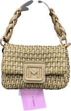 Bolso pequeño tejido con pedrería Marbella verde Le Muse - caqui