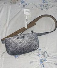 Riñonera de cinturón para mujer Michael Kors MK logotipo de firma PLATA/GRIS- L/XL ÚNICA