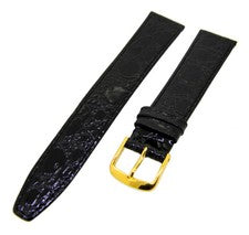Correa de reloj correa de cuero negro 18 mm hebilla oro correa de repuesto NUEVO