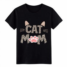 Camiseta Estilo Americano Gato Mamá Leopardo Gráfico Unisex Amante de las Mascotas Informal Regalo Camiseta