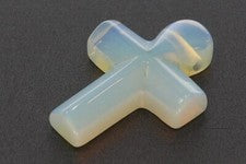 Colgante de joyería de piedras preciosas cruz de vidrio ópalo perforado 35x25 mm HS1810