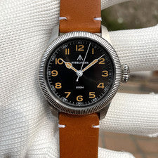 Reloj Piloto Cuarzo 39MM STEELFLIER Hombre Zafiro 200M Cuero Impermeable NUEVO