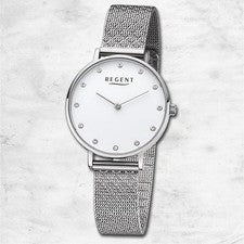 Regent Metal Reloj de Mujer Pulsera Cuarzo Plata Pulsera de Metal URF1328