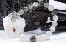 Pulsera de piedras preciosas cuarzo fantasma | Pulsera esférica de 8 mm