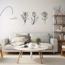 3 PIEZAS Flor Metal Arte de Pared Decoración Colgante de Pared para Hogar Oficina Salón Dormitorio