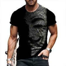 Camiseta Moda Hombre Anónimo Mascarilla Estampado Manga Corta Camisetas Casuales