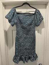 Moda Vestido ceñido al cuerpo manga corta para mujer talla S floral cuello cuadrado EE. UU.