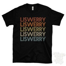 CAMISETA LISWERRY ESTILO RETRO REPETIDO para hombre y mujer Reino Unido top name regalo