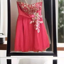 Vestido de fiesta para mujer Riva Designs con joyas rosa intenso cóctel sin mangas talla 14