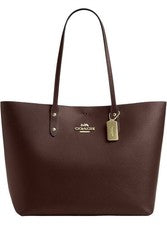 Bolso de Mano Coach Marrón Guijarro, Etiqueta con Logo, Herrajes Dorados, Para Mujer