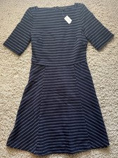 Vestido para mujer Banana Republic azul marino a rayas talla 2 nuevo con etiquetas